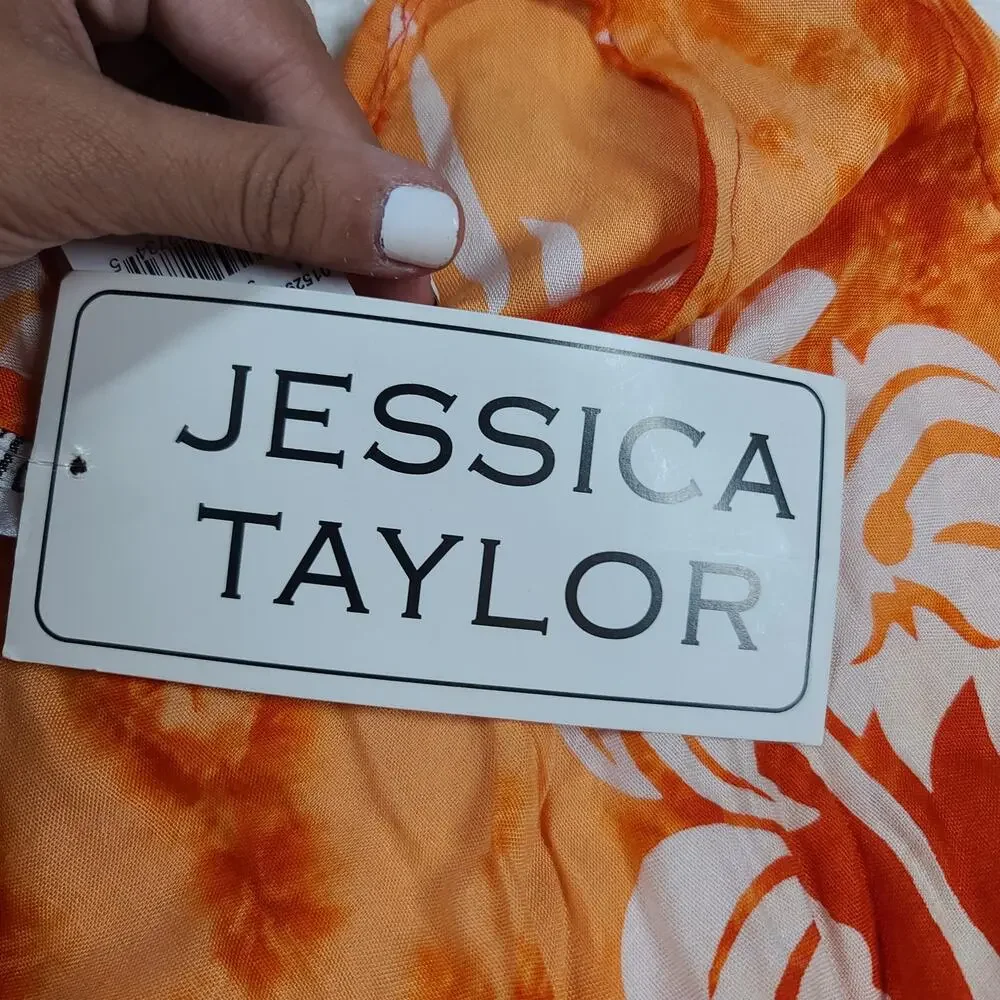 Jessica Taylor Orange Tie Dye tropical Sun Dress Cover up OS Hawaiian Vacation - Picture 6 of 7